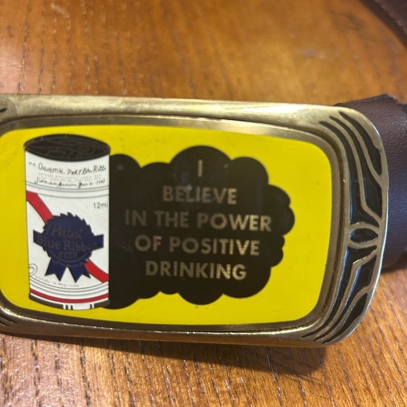 Vintage Pabst Brass Belt Buckle with Positive Drinking Message - Picture 3 of 9